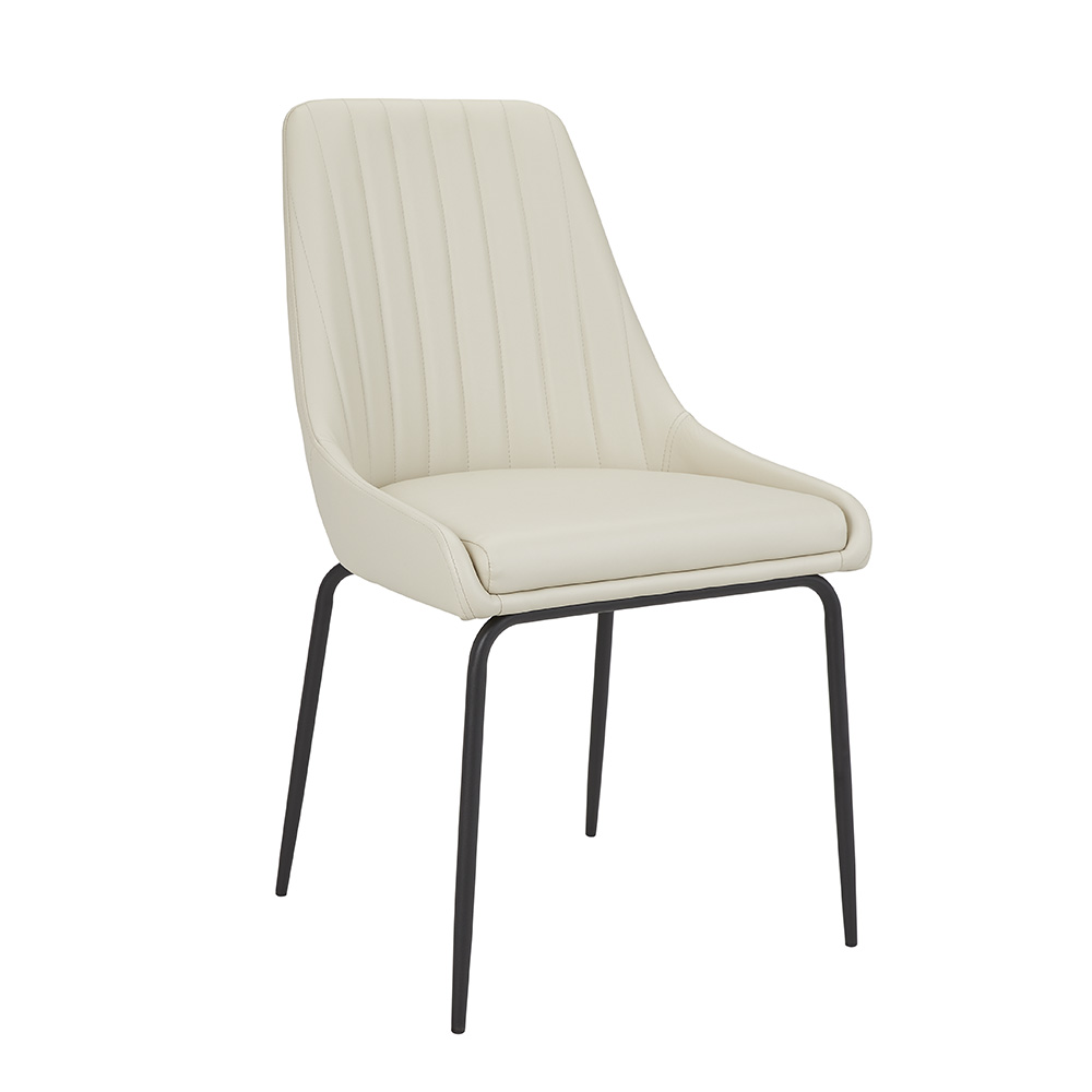 Moira Black Dining Chair: Taupe Leatherette